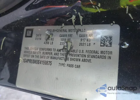 2014 Buick Verano Convenience Group from USA, damaged, VIN 1G4PR5SK6E4159875